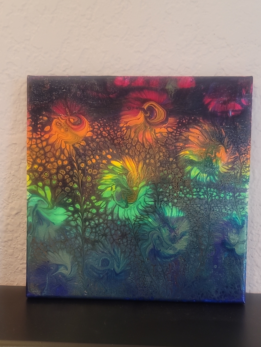 Abstract Floral Resin Wall Art in Multicolor